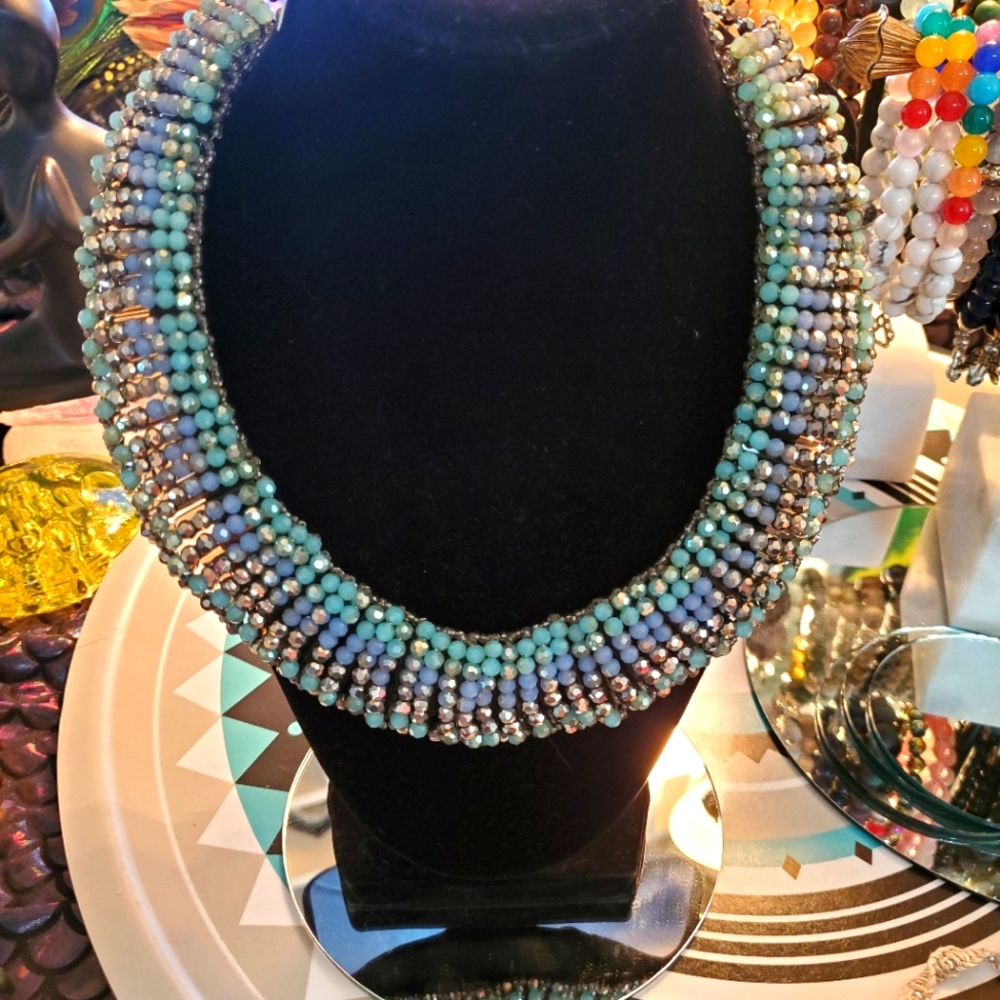 Nakamol Beaded Statement Necklace Prom Gala Glamorous Necklace
